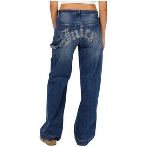 JUICY COUTURE STRAIGHT LEG HIGH WAIST JEANS RHINESTONE LOGO